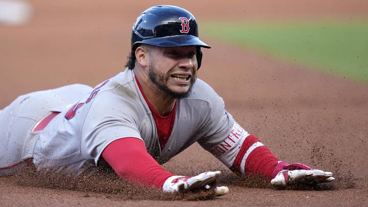 May 20, 2026; Kansas City, Missouri, USA; Boston Red Sox first baseman Willson Contreras (40) slides into third base for a triple during the second inning against the Kansas City Royals at Kauffman Stadium. Mandatory Credit: Jay Biggerstaff-Imagn Images May 20, 2026; Kansas City, Missouri, USA; Boston Red Sox first baseman Willson Contreras (40) slides into third base for a triple during the second inning against the Kansas City Royals at Kauffman Stadium. Mandatory Credit: Jay Biggerstaff-Imagn Images