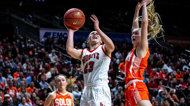 Haylee Stokes and Estherville-LIncoln Central advanced to the Class 3A semifinals Monday night.