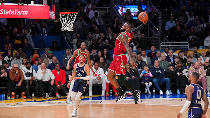 LeBron James dunks at the 2024 NBA All-Star Game