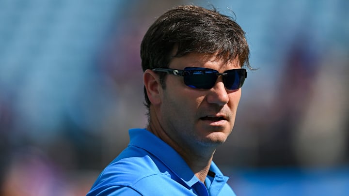 CHARLOTTE, NORTH CAROLINA - OCTOBER 01: Former Carolina Panthers quarterback Jake Delhomme is seen on the sidelines during the game against the Minnesota Vikings at Bank of America Stadium on October 01, 2023 in Charlotte, North Carolina.