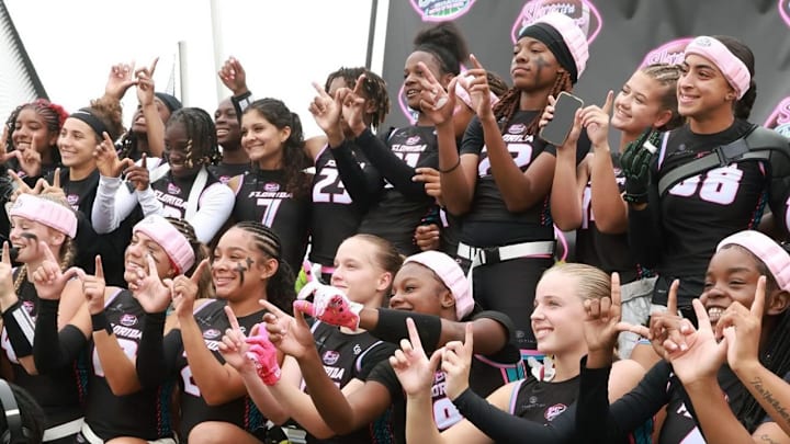 Some of the athletes who competed in the She's a Baller Flag Football Classic in California.