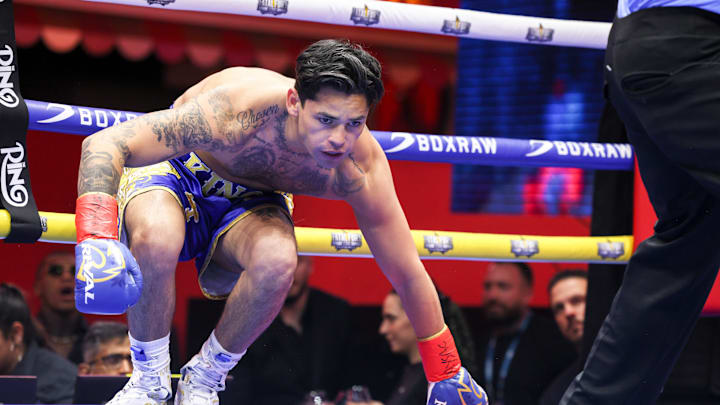 Ryan Garcia after he was knocked down by Rolly Romero.