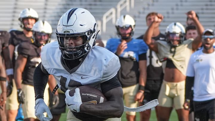 UCF Spring football practice at FBC Mortgage Stadium in Orlando, Friday, April 11, 2025.