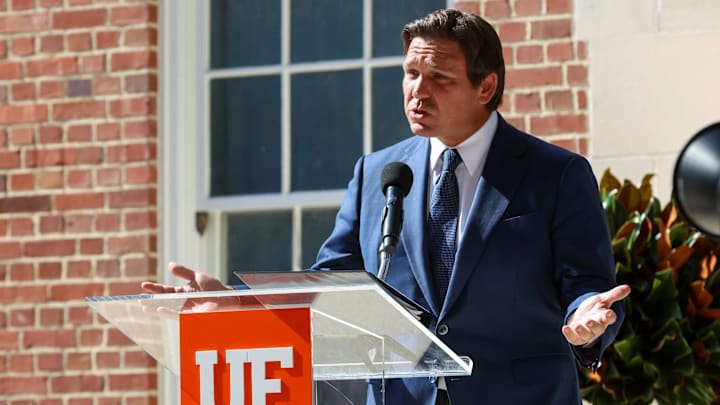 Florida Gov. Ron DeSantis speaks at the ground breaking of the University of Florida's new Hamilton Center at the former UF infirmary building on Nov. 19, 2025, in Gainesville. Florida Gov. Ron DeSantis speaks at the ground breaking of the University of Florida's new Hamilton Center at the former UF infirmary building on Nov. 19, 2025, in Gainesville.