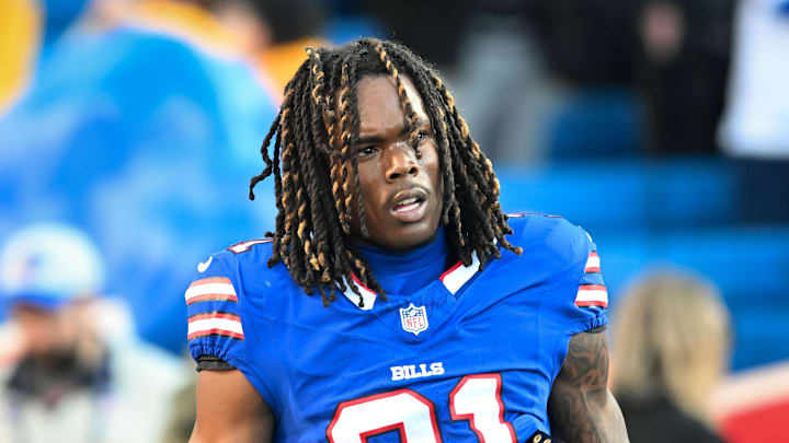 Nov 2, 2025; Orchard Park, New York, USA; Buffalo Bills cornerback Maxwell Hairston (31) warms up before a game against the Kansas City Chiefs at Highmark Stadium. 