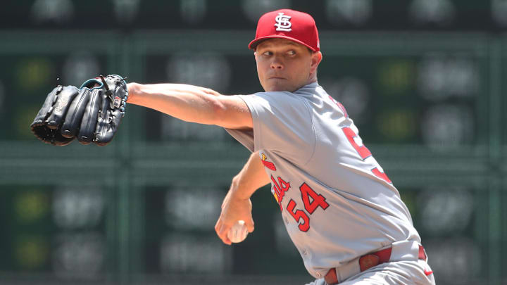 Jul 2, 2025; Pittsburgh, Pennsylvania, USA;  St. Louis Cardinals starting pitcher Sonny Gray (54) delivers a pitch against the Pittsburgh Pirates during the first inning at PNC Park. Mandatory Credit: Charles LeClaire-Imagn Images