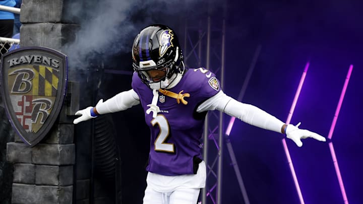 Dec 7, 2025; Baltimore, Maryland, USA; Baltimore Ravens cornerback Nate Wiggins (2) runs onto the field before the game against the Pittsburgh Steelers at M&T Bank Stadium. Mandatory Credit: Peter Casey-Imagn Images Dec 7, 2025; Baltimore, Maryland, USA; Baltimore Ravens cornerback Nate Wiggins (2) runs onto the field before the game against the Pittsburgh Steelers at M&T Bank Stadium. Mandatory Credit: Peter Casey-Imagn Images