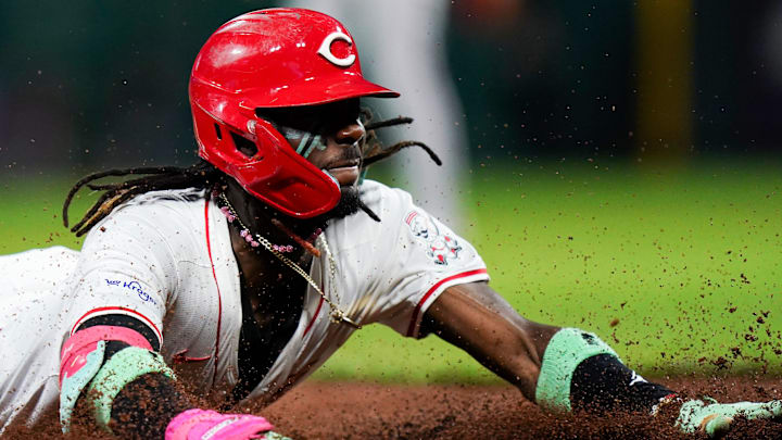 De La Cruz swiped his 100th career base during the Reds' matchup against the Pirates on Friday night. De La Cruz swiped his 100th career base during the Reds' matchup against the Pirates on Friday night.