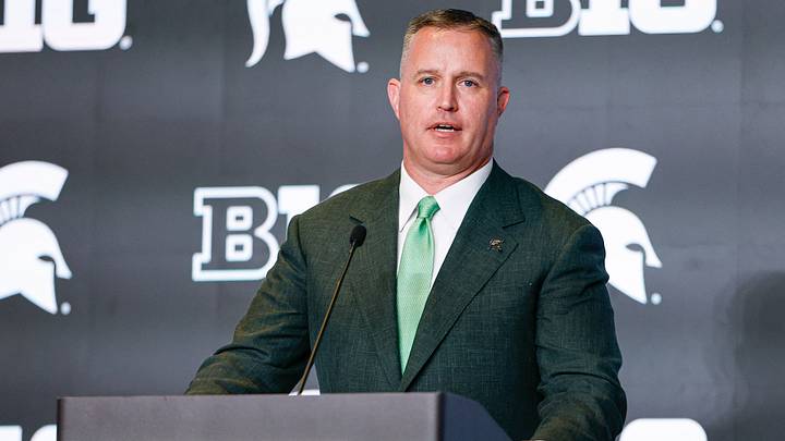 Jul 29, 2026; Chicago, IL, USA; Michigan State Football head coach Pat Fitzgerald speaks during Big Ten Media Days at Hilton Chicago. Mandatory Credit: Kamil Krzaczynski-Imagn Images
