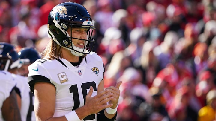 Nov 13, 2022; Kansas City, Missouri, USA; Jacksonville Jaguars quarterback Trevor Lawrence (16)
