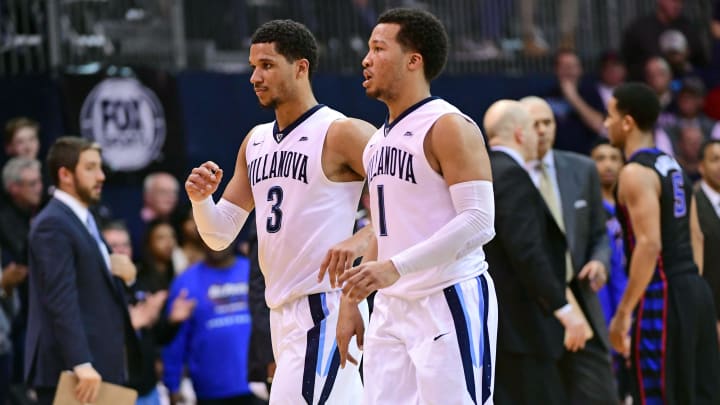 Dec 28, 2016; Villanova, PA, USA; Villanova Wildcats guard Josh Hart (3) and guard Jalen Brunson (1) Dec 28, 2016; Villanova, PA, USA; Villanova Wildcats guard Josh Hart (3) and guard Jalen Brunson (1)