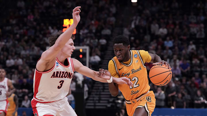 Mar 21, 2024; Salt Lake City, UT, USA; Long Beach State 49ers guard Jadon Jones (12) Mar 21, 2024; Salt Lake City, UT, USA; Long Beach State 49ers guard Jadon Jones (12)