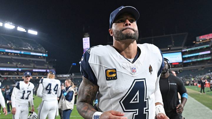 Dallas Cowboys quarterback Dak Prescott (4) runs off the field after win against the Philadelphia Eagles at Lincoln Financial Field. 