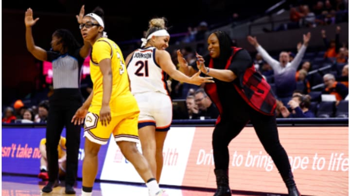 Kymora Johnson celebrates her tenth three-pointer of the night.