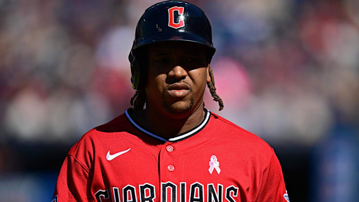 May 10, 2026: Cleveland Guardians third baseman Jose Ramirez (11) walks back to the dugout after being stranded on base during the eighth inning against the Minnesota Twins at Progressive Field. 