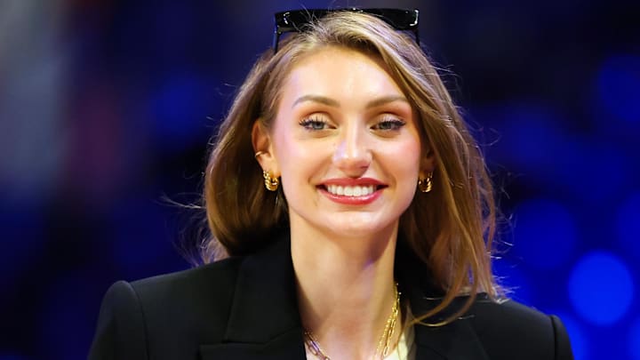 Los Angeles Sparks forward Cameron Brink walks on the court before the game against the Dallas Wings at College Park Center.