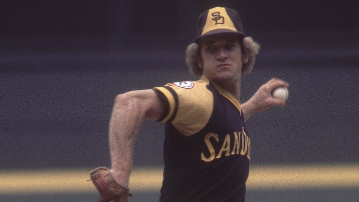 Unknown date and unknown location; USA, FILE PHOTO; San Diego Padres pitcher Randy Jones in action on the mound during the 1976 season. Mandatory Credit: Malcolm Emmons-USA TODAY Network.