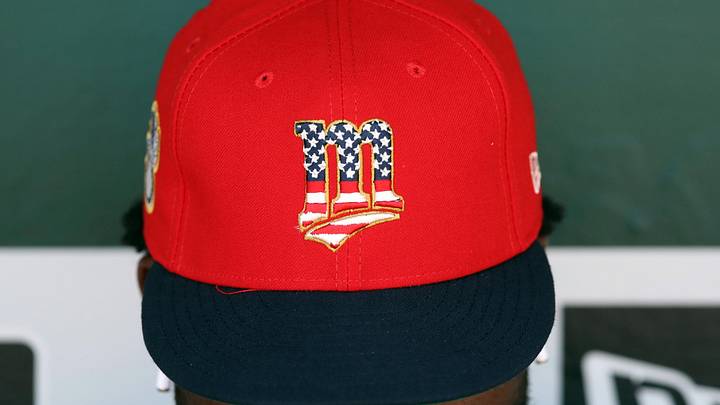 Jul 4, 2019; Oakland, CA, USA; Minnesota Twins players wear commemorative hats as seen before the game against the Oakland Athletics at Oakland Coliseum. Jul 4, 2019; Oakland, CA, USA; Minnesota Twins players wear commemorative hats as seen before the game against the Oakland Athletics at Oakland Coliseum.