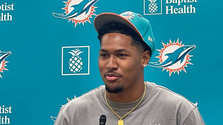 Chris Johnson was introduced to the South Florida media the day after he became a Miami Dolphins first-round pick