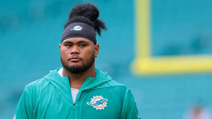 Miami Dolphins guard Jonah Savaiinaea looks on before the game against the Jacksonville Jaguars at Hard Rock Stadium in the 2025 preseason. Miami Dolphins guard Jonah Savaiinaea looks on before the game against the Jacksonville Jaguars at Hard Rock Stadium in the 2025 preseason.