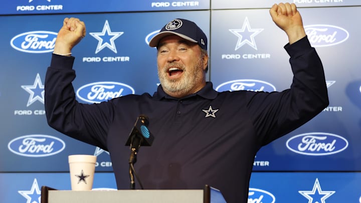 Dallas Cowboys head coach Mike McCarthy addresses the media before practice at the Ford Center at the Star Training Facility. Dallas Cowboys head coach Mike McCarthy addresses the media before practice at the Ford Center at the Star Training Facility.