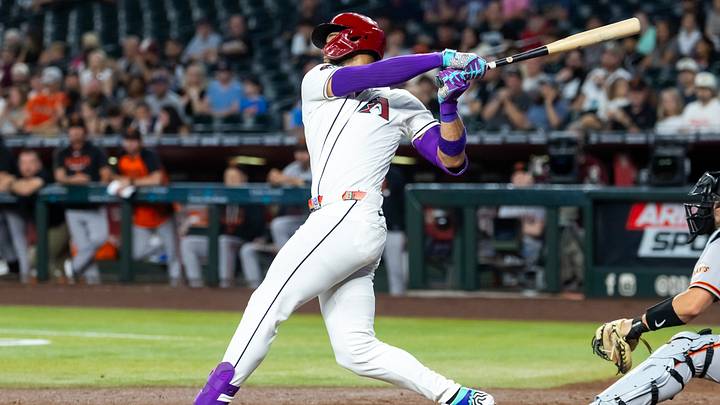 Jun 30, 2026; Phoenix, Arizona, USA; Arizona Diamondbacks outfielder Lourdes Gurriel Jr. hits a three run home run in the first inning against the San Francisco Giants at Chase Field. Mandatory Credit: Mark J. Rebilas-Imagn Images Jun 30, 2026; Phoenix, Arizona, USA; Arizona Diamondbacks outfielder Lourdes Gurriel Jr. hits a three run home run in the first inning against the San Francisco Giants at Chase Field. Mandatory Credit: Mark J. Rebilas-Imagn Images
