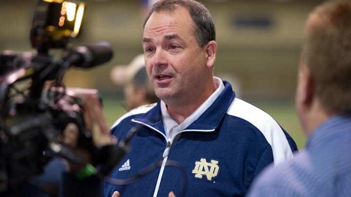 Dec 17, 2012; South Bend, IN, USA; Notre Dame Fighting Irish assistant football coach Mike Denbrock