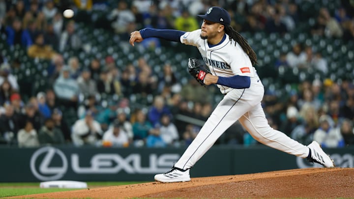 Seattle Mariners starting pitcher Luis Castillo throws during a game against the Houston Astros on April 8 at T-Mobile Park.