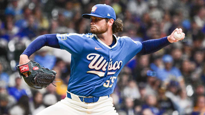 Apr 24, 2026; Milwaukee, Wisconsin, USA; Milwaukee Brewers pitcher Shane Drohan (55) throws a pitch in the sixth inning against the Pittsburgh Pirates at American Family Field. Mandatory Credit: Benny Sieu-Imagn Images