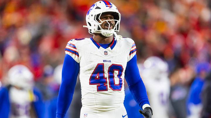 Buffalo Bills linebacker Von Miller against the Kansas City Chiefs during the AFC Championship game. Buffalo Bills linebacker Von Miller against the Kansas City Chiefs during the AFC Championship game.