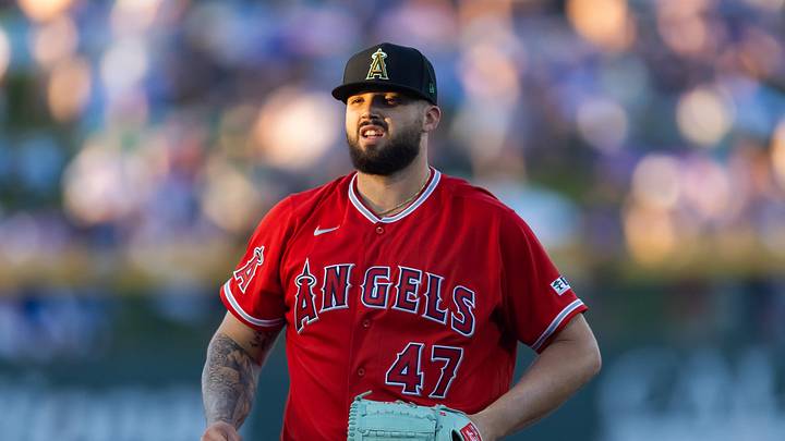Mar 17, 2026; Mesa, Arizona, USA; Los Angeles Angels pitcher Alek Manoah against the Chicago Cubs during a spring training game at Sloan Park. Mandatory Credit: Mark J. Rebilas-Imagn Images Mar 17, 2026; Mesa, Arizona, USA; Los Angeles Angels pitcher Alek Manoah against the Chicago Cubs during a spring training game at Sloan Park. Mandatory Credit: Mark J. Rebilas-Imagn Images