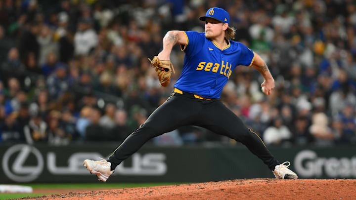 Seattle Mariners reliever Gabe Speier throws during a game against the Oakland Athletics on Sept. 27 at Oakland Coliseum. Seattle Mariners reliever Gabe Speier throws during a game against the Oakland Athletics on Sept. 27 at Oakland Coliseum.