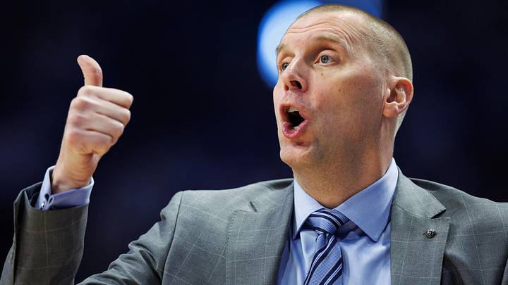 Feb 28, 2026; Lexington, Kentucky, USA; Kentucky Wildcats head coach Mark Pope motions to his players during the first half against the Vanderbilt Commodores at Rupp Arena at Central Bank Center. Mandatory Credit: Jordan Prather-Imagn Images