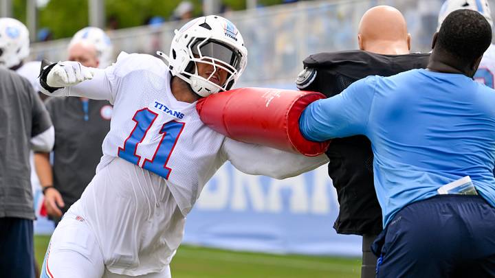 Aug 4, 2026; Nashville, TN, USA; Tennessee Titans defensive end Jermaine Johnson II (11) goes through drills during training camp at Vanderbilt Health Football Center. Mandatory Credit: Steve Roberts-Imagn Images Aug 4, 2026; Nashville, TN, USA; Tennessee Titans defensive end Jermaine Johnson II (11) goes through drills during training camp at Vanderbilt Health Football Center. Mandatory Credit: Steve Roberts-Imagn Images