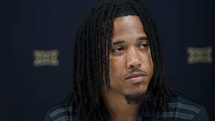 Jul 9, 2025; Frisco, TX, USA; Colorado quarterback Kaidon Salter speaks with the media during 2025 Big 12 Football Media Days at The Star. Mandatory Credit: Raymond Carlin III-Imagn Images
