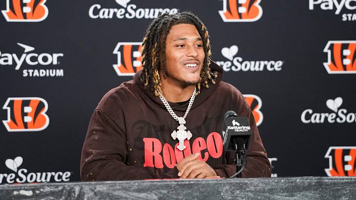 Cincinnati Bengals second round pick Cashius Howell speaks with media during the 2026 NFL Draft, Saturday, April 25, 2026, at Paycor Stadium in downtown Cincinnati. Cincinnati Bengals second round pick Cashius Howell speaks with media during the 2026 NFL Draft, Saturday, April 25, 2026, at Paycor Stadium in downtown Cincinnati.