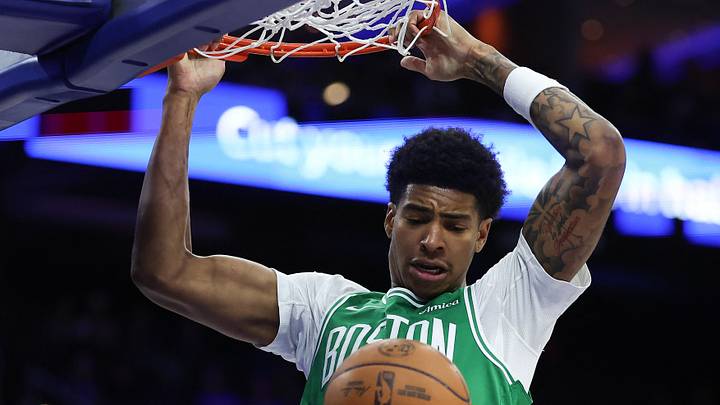 Oct 16, 2026; Philadelphia, Pennsylvania, USA; Boston Celtics forward Chris Cenac Jr. (12) dunks the ball against the Philadelphia 76ers during the fourth quarter at Xfinity Mobile Arena. Mandatory Credit: Bill Streicher-Imagn Images Oct 16, 2026; Philadelphia, Pennsylvania, USA; Boston Celtics forward Chris Cenac Jr. (12) dunks the ball against the Philadelphia 76ers during the fourth quarter at Xfinity Mobile Arena. Mandatory Credit: Bill Streicher-Imagn Images