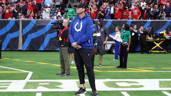 Jan 4, 2026; Houston, Texas, USA;  Indianapolis Colts quarterback Philip Rivers (17) stands on the sidelines during the second half against the Houston Texans at NRG Stadium. Mandatory Credit: Troy Taormina-Imagn Images