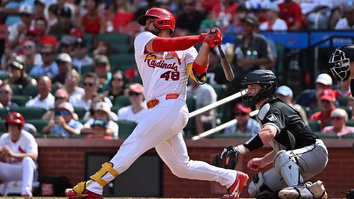Sep 13, 2026; St. Louis, Missouri, USA;  St. Louis Cardinals catcher Ivan Herrera (48) at bat against the Chicago White Sox during the sixth inning at Busch Stadium.  Mandatory Credit: Jeff Le-Imagn Images