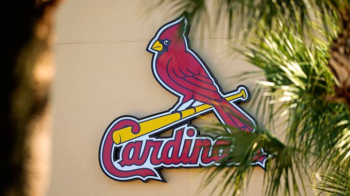 Feb 26, 2021; Jupiter, Florida, USA; A general view of the St. Louis Cardinals logo on the stadium at Roger Dean Stadium during spring training workouts. Mandatory Credit: Jasen Vinlove-USA TODAY Sports Feb 26, 2021; Jupiter, Florida, USA; A general view of the St. Louis Cardinals logo on the stadium at Roger Dean Stadium during spring training workouts. Mandatory Credit: Jasen Vinlove-USA TODAY Sports