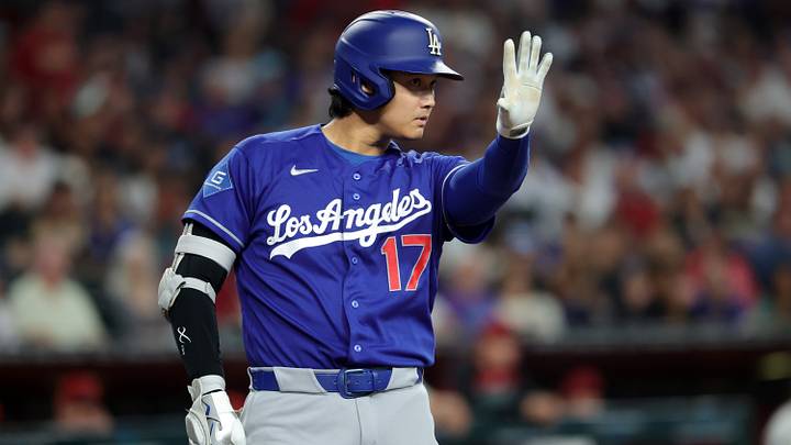 Aug 9, 2026; Phoenix, Arizona, USA; Los Angeles Dodgers designated hitter Shohei Ohtani (17) against the Arizona Diamondbacks at Chase Field. Mandatory Credit: Mark J. Rebilas-Imagn Images