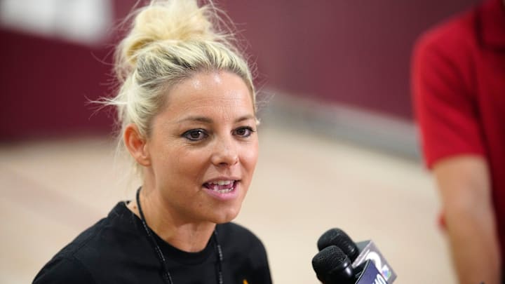 ASU head coach Molly Miller speaks to the press at Weatherup Center in Tempe, Ariz. on June 4, 2025. ASU head coach Molly Miller speaks to the press at Weatherup Center in Tempe, Ariz. on June 4, 2025.
