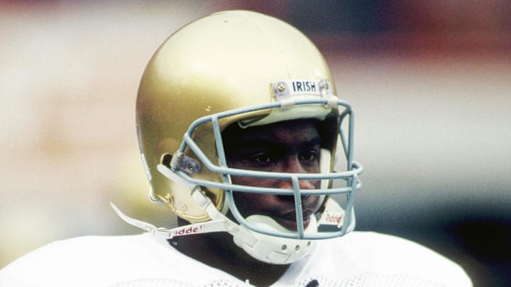 Nov 10, 1990; Knoxville, TN, USA; FILE PHOTO; Notre Dame wide receiver Raghib Ismail (25) clapping during the game against the Tennesse Volunteers at Neyland Stadium. 