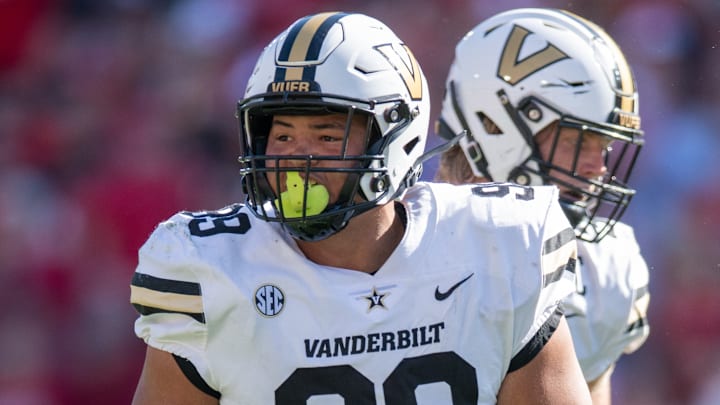 Defensive lineman Devin Lee, shown here last season while playing for Vanderbilt, is one of several players expected to make a big impact after joining USF through the Transfer Portal. | Adam Hagy/GettyImages