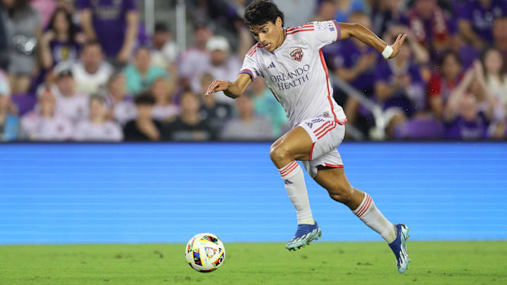 Mar 9, 2024; Orlando, Florida, USA; Orlando City forward Ramiro Enrique (7) dribbles the ball during the first half against Minnesota United at Inter & Co Stadium. Mandatory Credit: Nathan Ray Seebeck-USA TODAY Sports