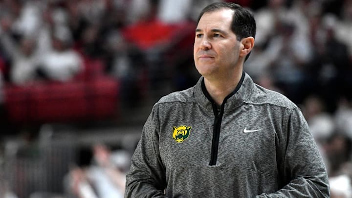 Baylor's head coach Scott Drew stands on the sidelines against Texas Tech in a Big 12 men's