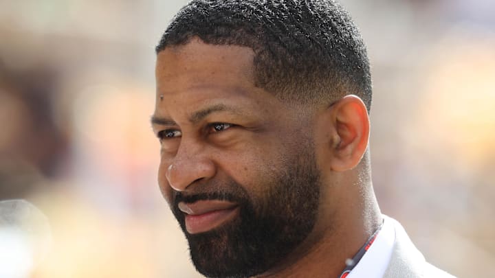 Oct 12, 2025; Pittsburgh, Pennsylvania, USA;  Cleveland Browns general manager Andrew Berry looks on before the Browns play the Pittsburgh Steelers at Acrisure Stadium. Mandatory Credit: Charles LeClaire-Imagn Images