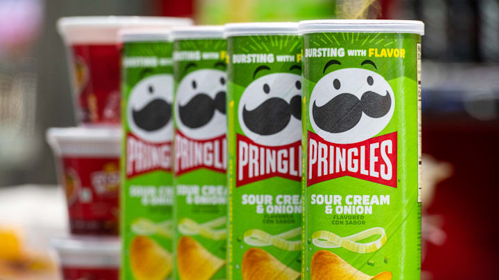 American brand of stackable potato-based crisps, Pringles,...