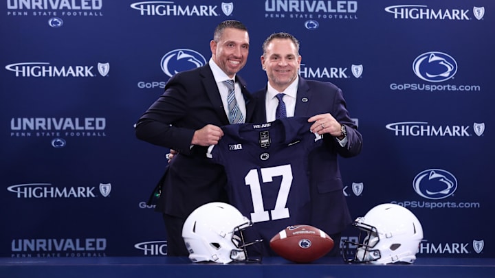 Matt Campbell, left, and Penn State University athletic director Pat Kraft, right, pose for a photo after Matt Campbell is announced as the Penn State Nittany Lions new head coach Matt Campbell, left, and Penn State University athletic director Pat Kraft, right, pose for a photo after Matt Campbell is announced as the Penn State Nittany Lions new head coach
