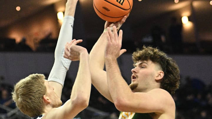 North Dakota State Bison forward Andrew Morgan (23) attempts a shot